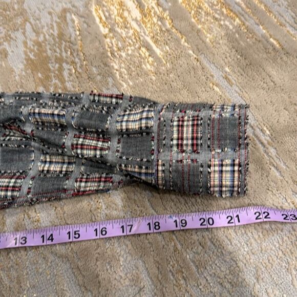 georg roth LA amazing patch work pearl snap button shirt size XXL grey - Picture 10 of 11